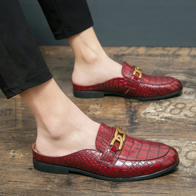 Demi-chaussures en cuir véritable pour hommes, 100%, Mules décontractées de styliste, mocassins à la mode, pantoufles de luxe 2026