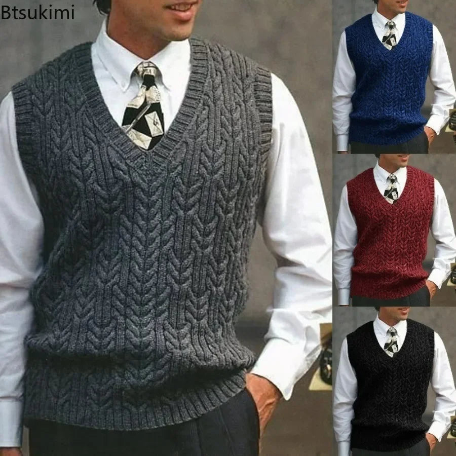 Pull chaud et décontracté pour homme, col en V, sucirculation, automne, hiver, 2026
