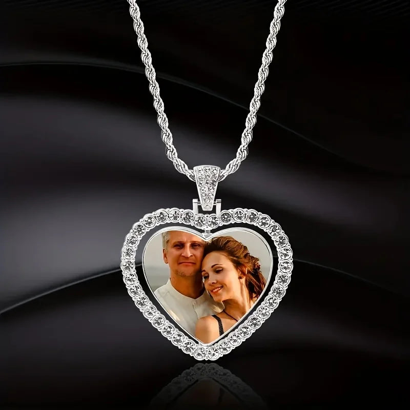 Collier de luxe personnalisé à deux photos, adapté aux hommes et aux femmes à porter, cadeau pour les Parents, mari, petit ami et petite amie