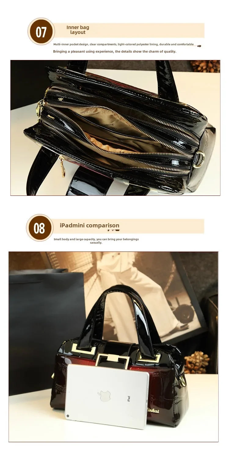 Sac à main multicouche en cuir souple pour femme, luxe motif crocodile, coussin Boston, , initié unique,