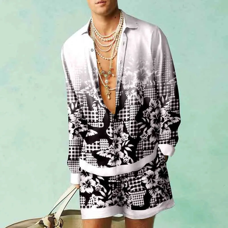 Ensemble de chemises à motif botanique pour hommes, impression 3D, mode décontractée, objectifs de plage, streetwear d'été, vêtements hawaïens