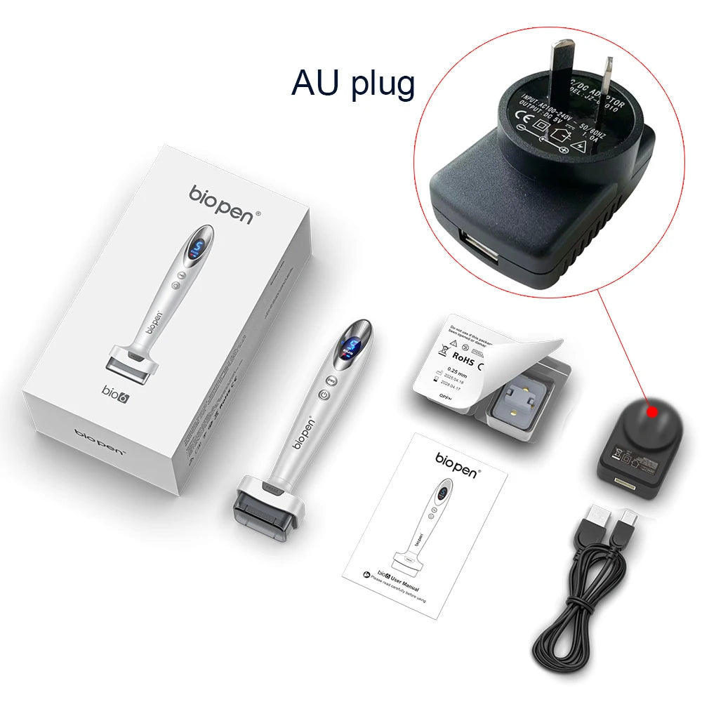 Nouveauté Derma Stamp Bio 6 LED Derma Pen EMS Vibration Microneedling équipement de beauté pour soins du visage croissance des cheveux