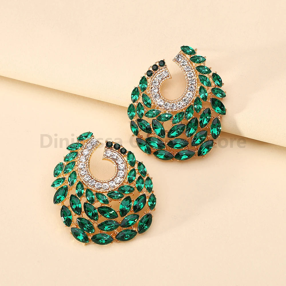 Boucles d'oreilles en strass brillant pour femmes, Design de luxe, bijoux de fête de mariage, à la mode, décor, Piercing, accessoires d'oreille à breloques