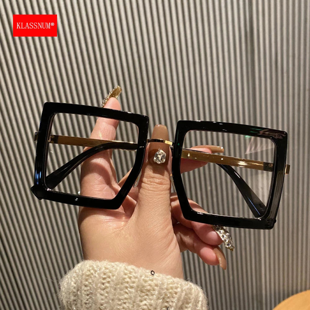grand cadre femmes Anti-lumière bleue lunettes cadre épais nuances transparentes surdimensionné ordinateur oculaire 2025 nouveau dans