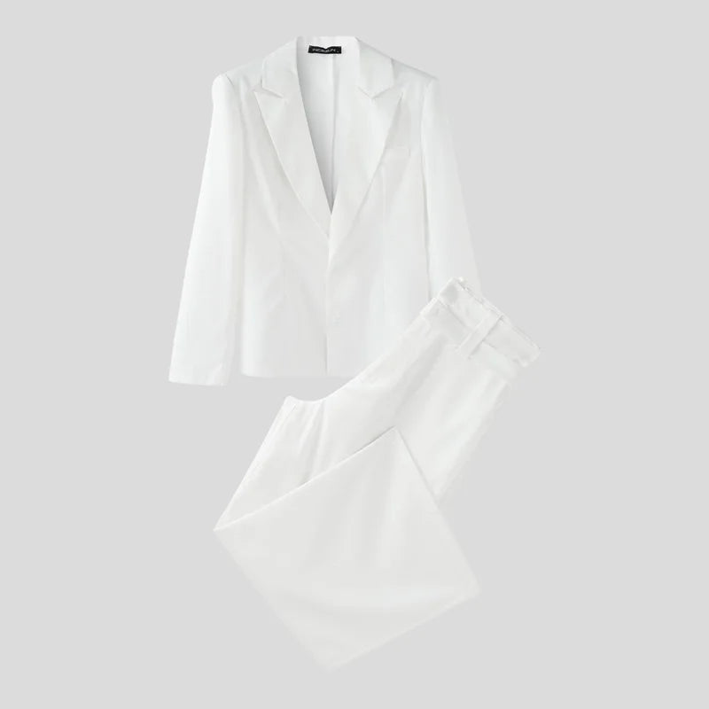 Ensemble pour hommes  couleur unie élégant à manches longues Blazer et pantalon deux pièces ensembles Streetwear 2025 mode décontracté hommes costumes S-5XL