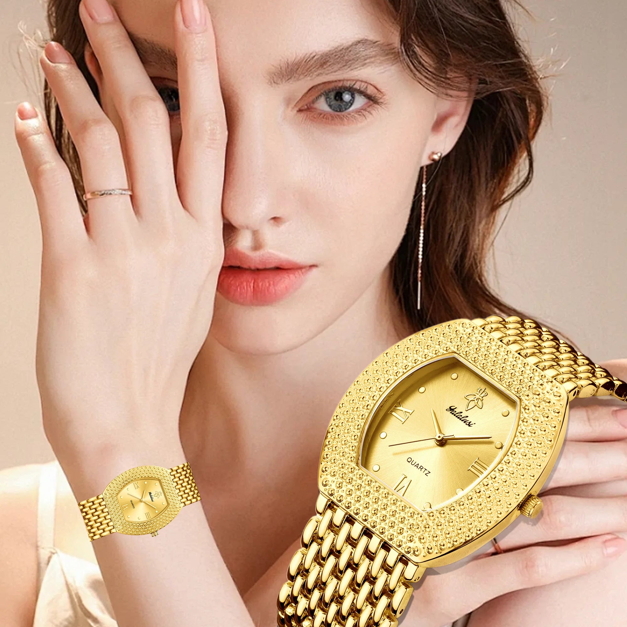 YaLaLuSi marque 2024 nouvelle montre pour femme or luxe boîte-cadeau montre dissolvant cadeau Ion plaqué or