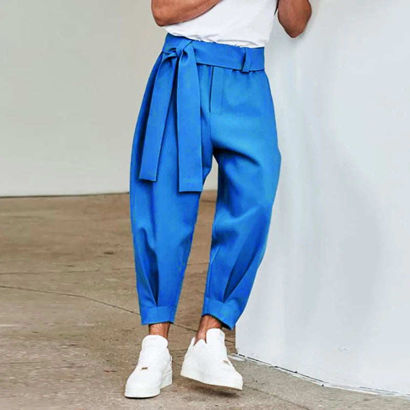 Pantalon Baggy pour hommes, Streetwear décontracté, ceinture, haute qualité, couleur Pure, jogging, sarouel à la mode