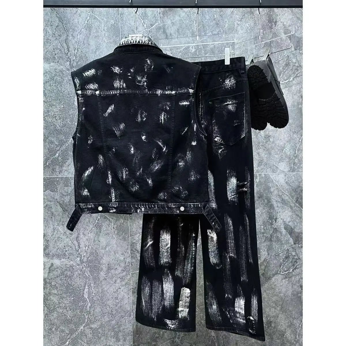 Ensemble deux pièces tendance pour hommes, gilet ample et décontracté, pantalon, costume 2 pièces, rétro américain