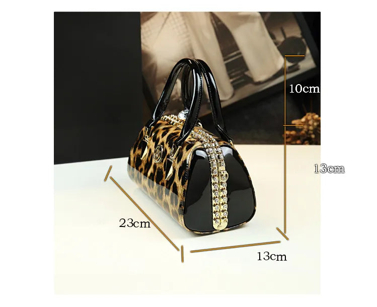 Sac à main léopard en cuir véritable pour femme, cuir de vachette, sac fourre-tout portable pour femme, sac de soirée, sacs alertes onaux initiés pour femme, mode