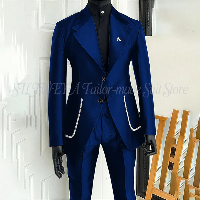 Costume 2 pièces noir pour hommes, Blazer et pantalon, simple boutonnage, travail quotidien, Business, décontracté, ensemble De Costume De fête, Traje De Hombre Elegante
