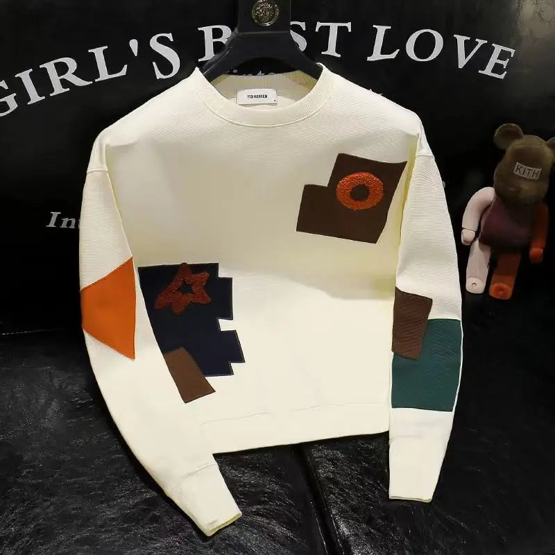 Pull Sweat-shirt brodé à manches longues et col rond pour homme, tendance, élégant ,nouvelle collection automne et hiver