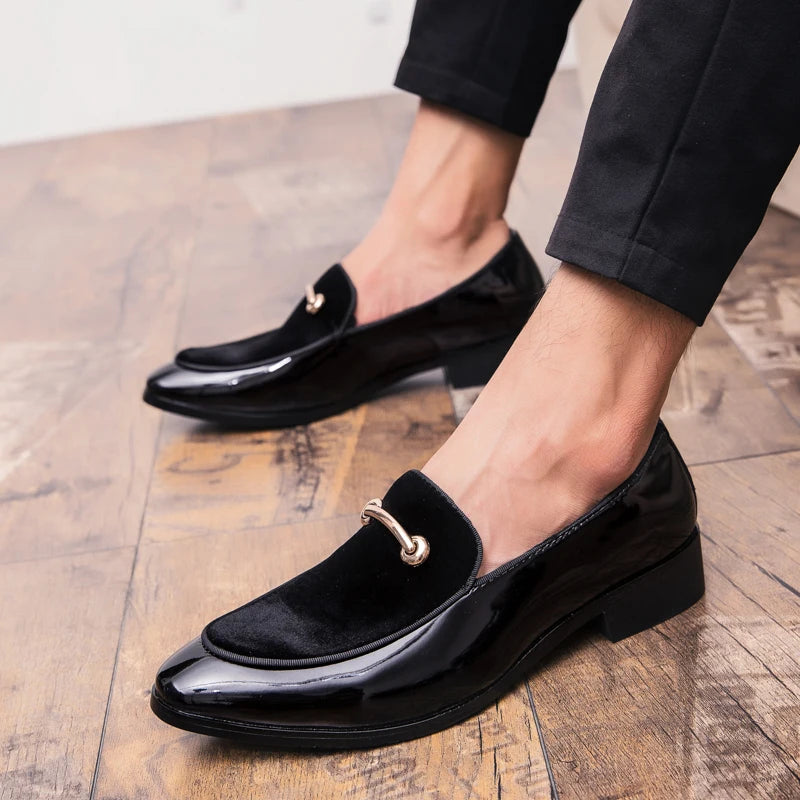 Nouvelle chaussure en cuir verni ombré pour hommes, souliers de mariage de luxe de style italien