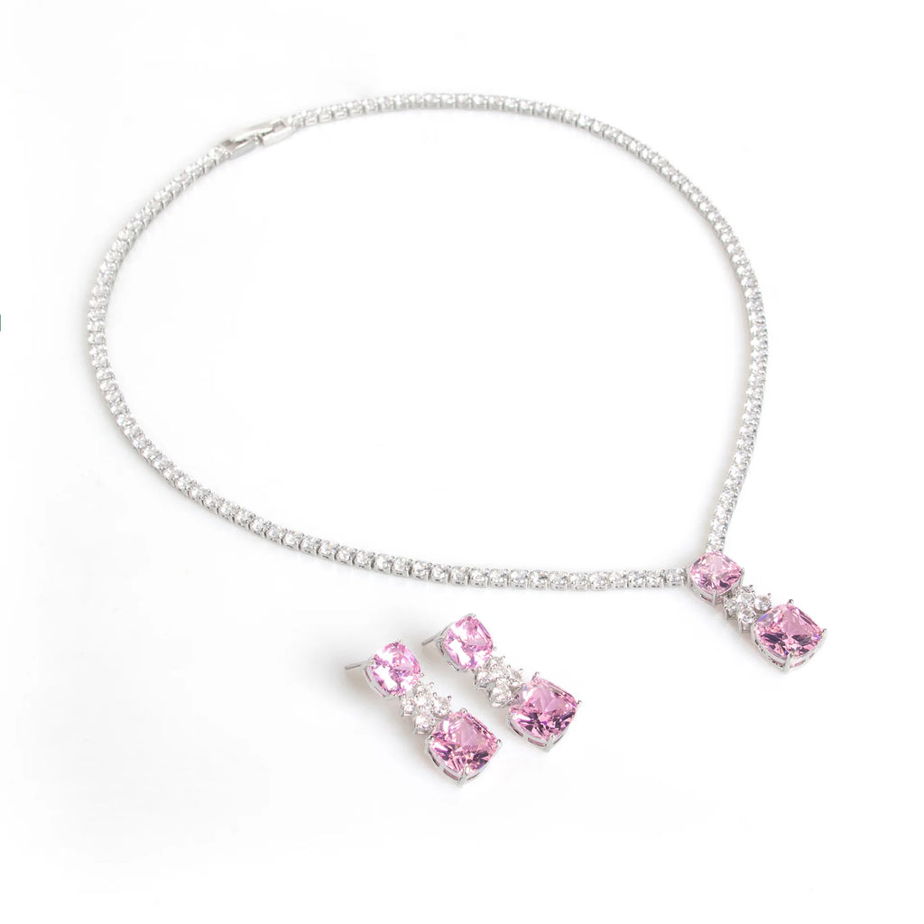 Ensemble de bijoux de mariage de luxe pour mariées et femmes, ensemble collier et boucles d'oreilles en zircone cubique, ras du cou pour fête de bal, pendentif, cadeaux