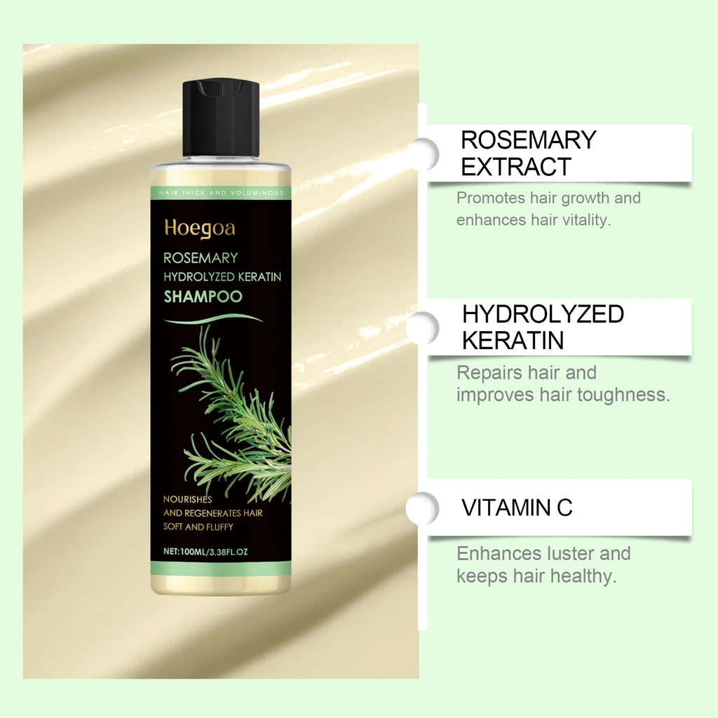 Shampoing au romarin apaisant pour le cuir chevelu, Anti-pelliculaire, rafraîchissant, réparation moelleuse, pointes fourchues, contrôle du sébum végétal, nourrissant, shampoing pour cheveux