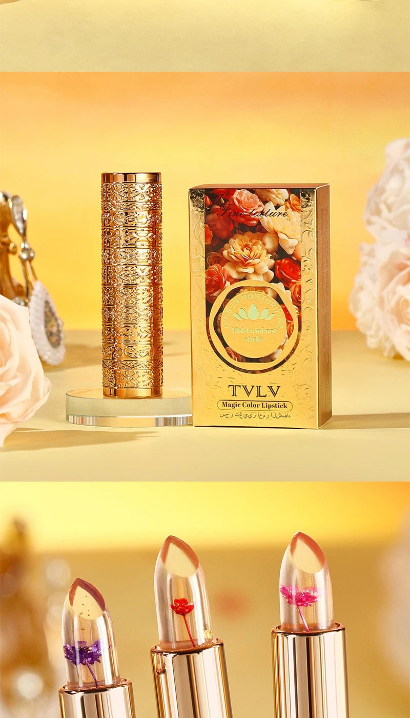 Le rouge à lèvres pétale qui change de couleur cristal pour les femmes hydrate le baume à lèvres durable et non collant