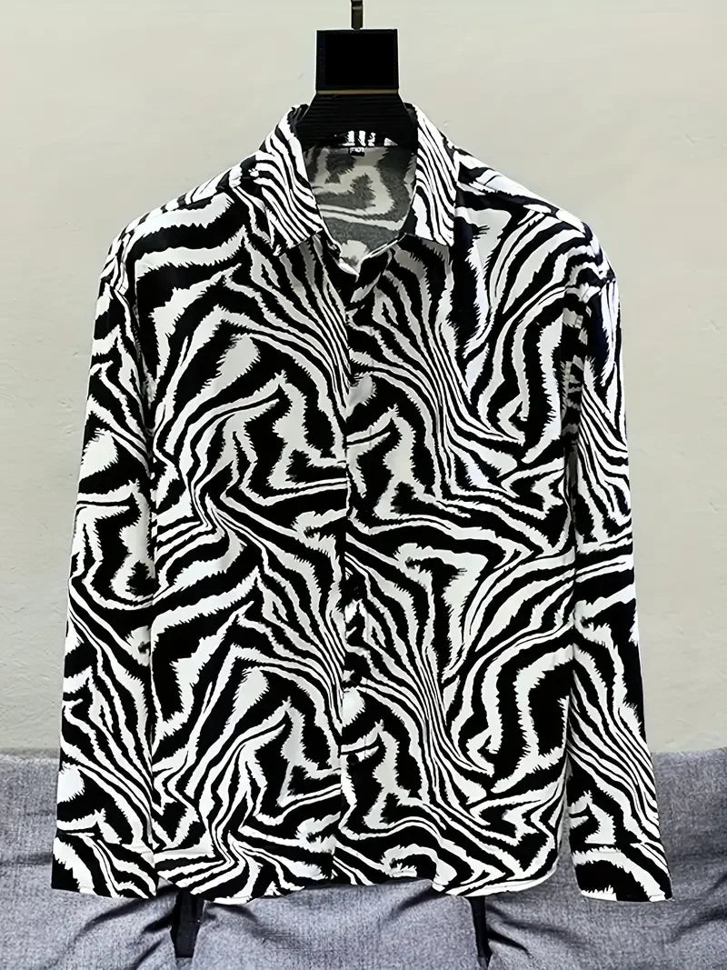 Chemises à manches longues imprimées en 3D pour hommes, série noire, chemise d'affaires ,mode  respirante, haute qualité 2026