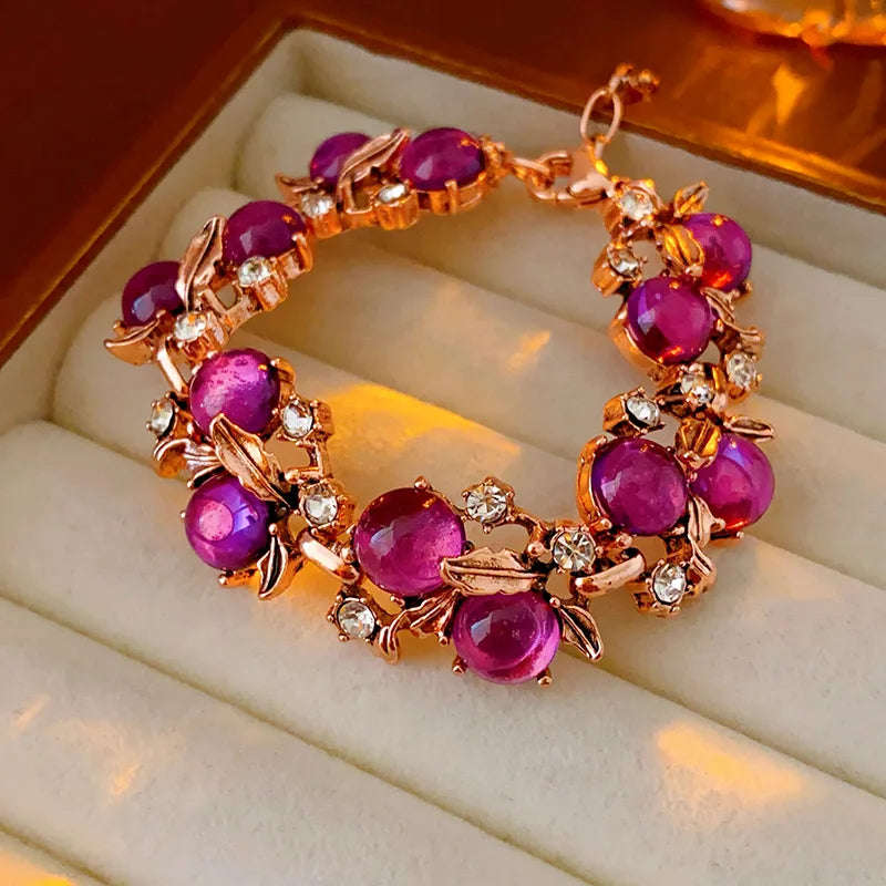Collier rouge pour femme, fleur de cuir chevelu, breloques en métal, bracelet vintage, ensembles de bijoux exquis, tempérament, vente en gros