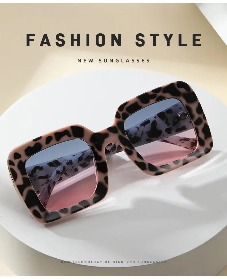 Mode Vintage luxe carré lunettes de soleil pour hommes femmes marque Design Sports de plein air conduite Cool léopard lunettes de soleil lunettes 2025