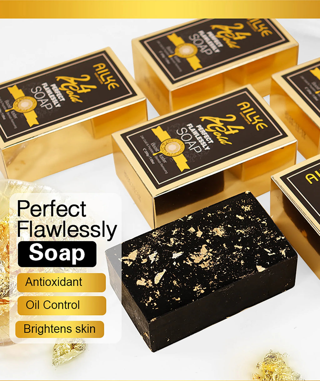 AILKE 24K Glod Gamme de soins pour la peau impeccable, blanchissant la peau, réduit les taches foncées, la mélanine, les rides, hydrate, pour femmes et hommes