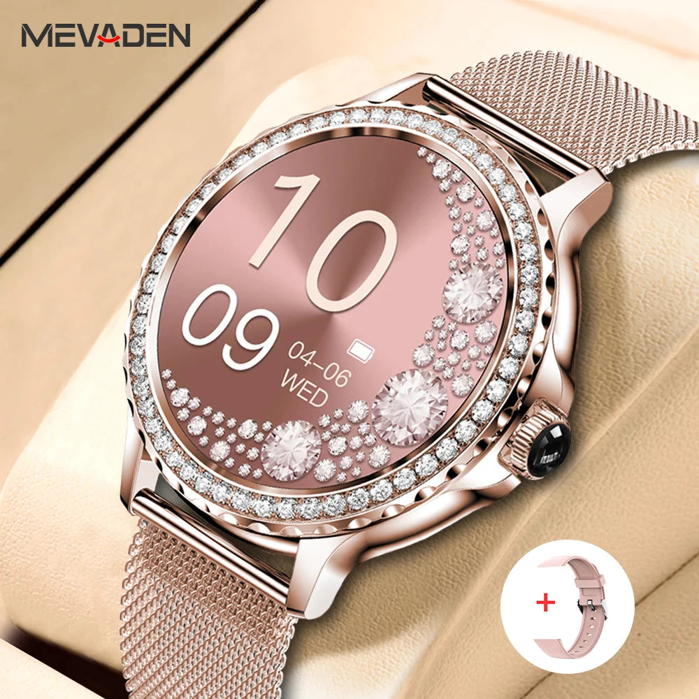 montre intelligente or Rose Bluetooth appel dame 100 + Mode sport Fitness moniteur de santé femmes Smartwatch pour IOS Android NX19