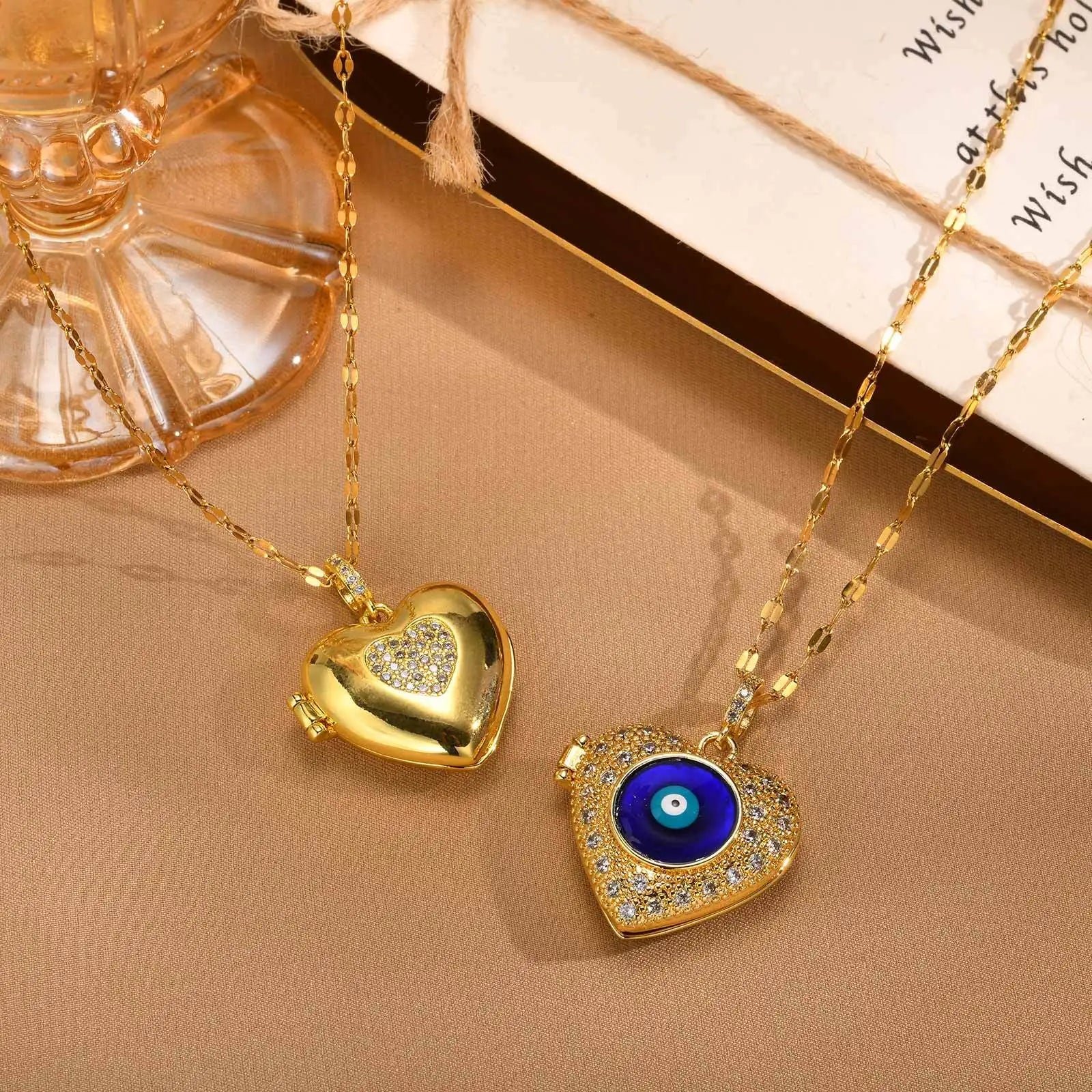 Collier Mauvais Œil en Acier Inoxydable pour Femme, Pendentif Personnalisé avec Photo, Bijoux Cadeaux