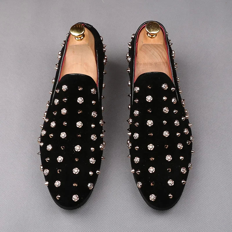 Chaussure de luxe hommes style britannique pointu Punk Rivet Oxford formel ,mariage bal