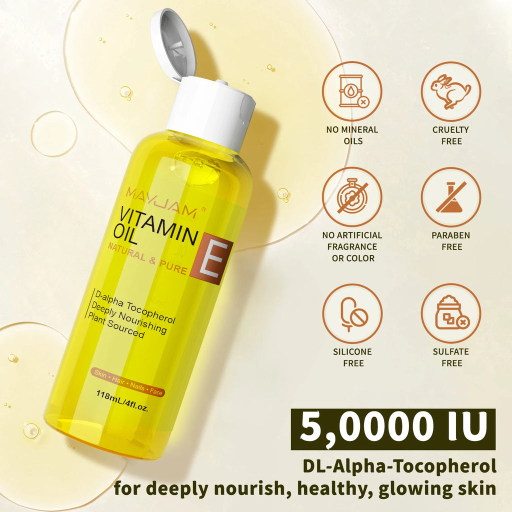 MAYJAM huile de vitamine E naturelle et Pure soin de la peau hydratant éclaircir le teint de la peau 118 ml 236 ml huile de soin du visage