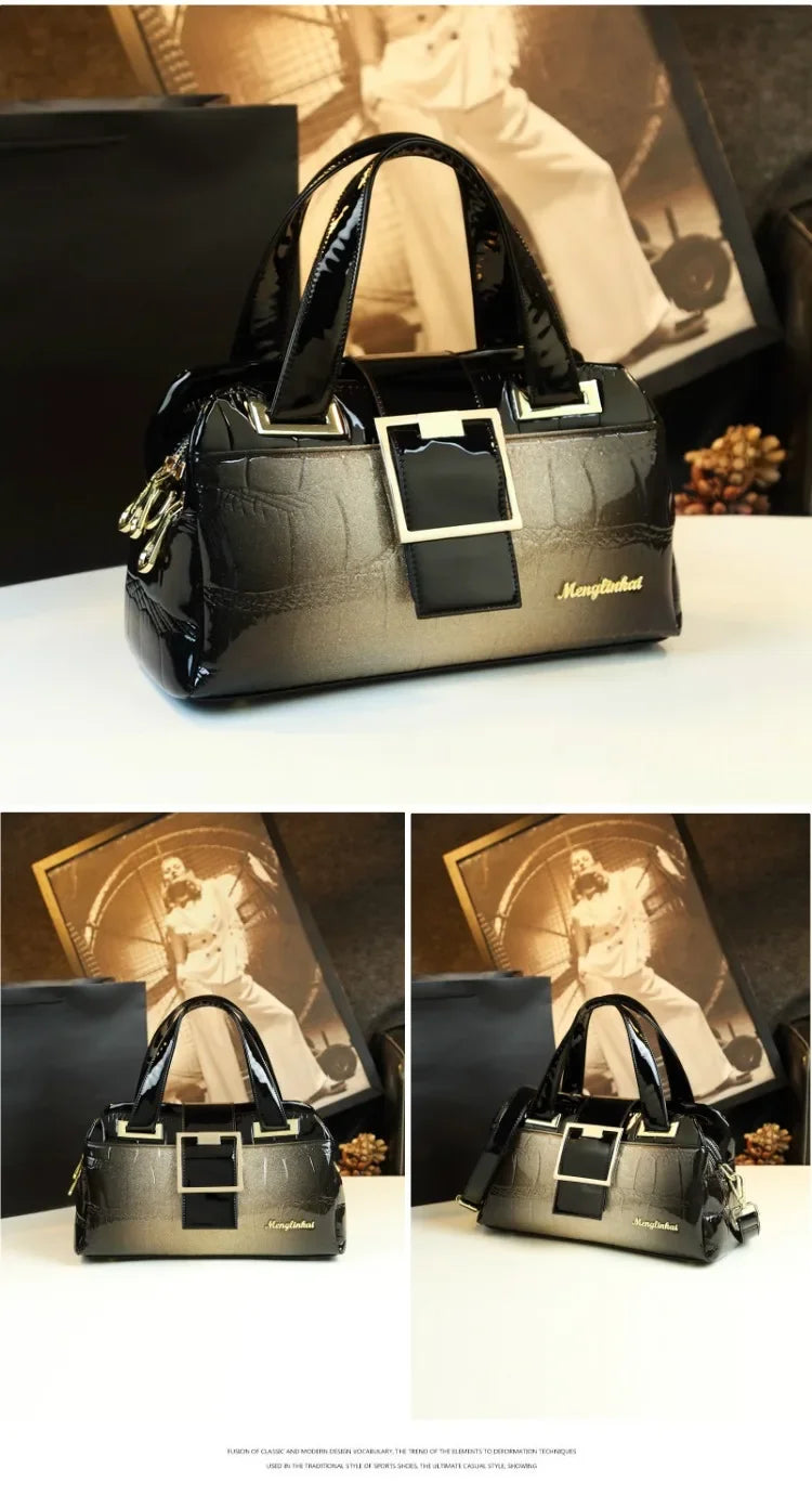 Sac à main multicouche en cuir souple pour femme, luxe motif crocodile, coussin Boston, , initié unique,