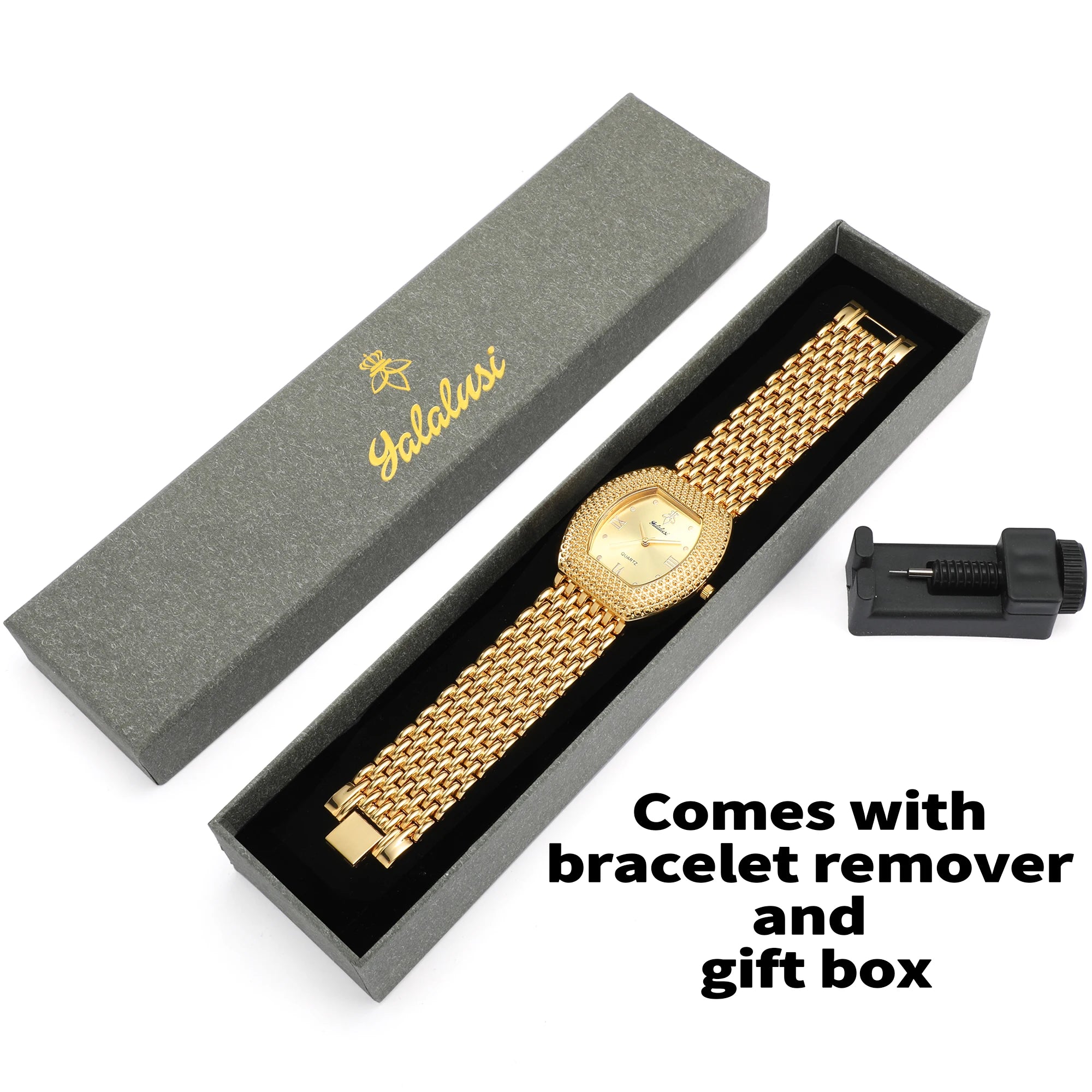 YaLaLuSi marque 2024 nouvelle montre pour femme or luxe boîte-cadeau montre dissolvant cadeau Ion plaqué or