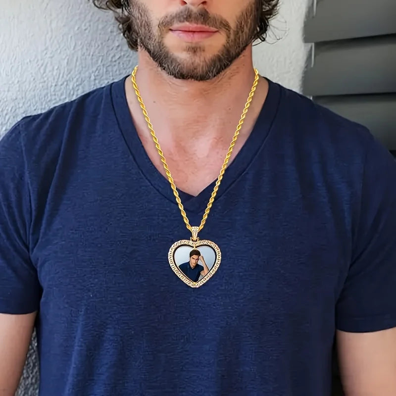 Collier de luxe personnalisé à deux photos, adapté aux hommes et aux femmes à porter, cadeau pour les Parents, mari, petit ami et petite amie