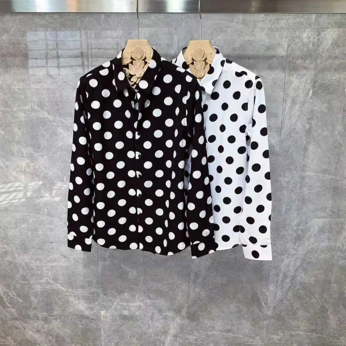 Chemise à manches longues haut de gamme imprimé à pois, décontractée, Style  tendance,Chic