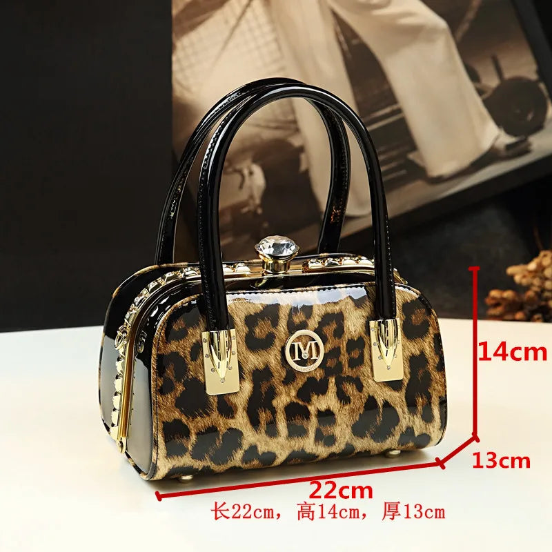 Sac à main léopard en cuir véritable pour femme, cuir de vachette, sac fourre-tout portable pour femme, sac de soirée, sacs alertes onaux initiés pour femme, mode