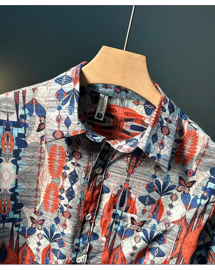 Chemise d'été fine à manches mi-longues pour hommes, imprimé Vintage, à la mode, à la mode