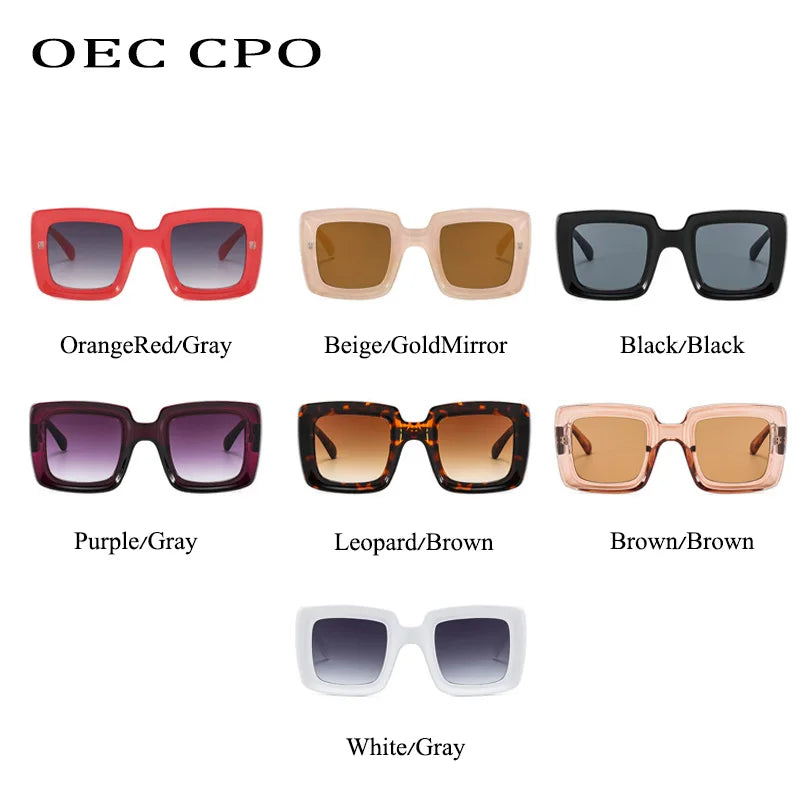 OEC CPO-Lunettes de soleil carrées punk pour femmes et hommes, lunettes de soleil multicolores, nuances colorées, lunettes de mode, UV400, tendance, femme, steampunk