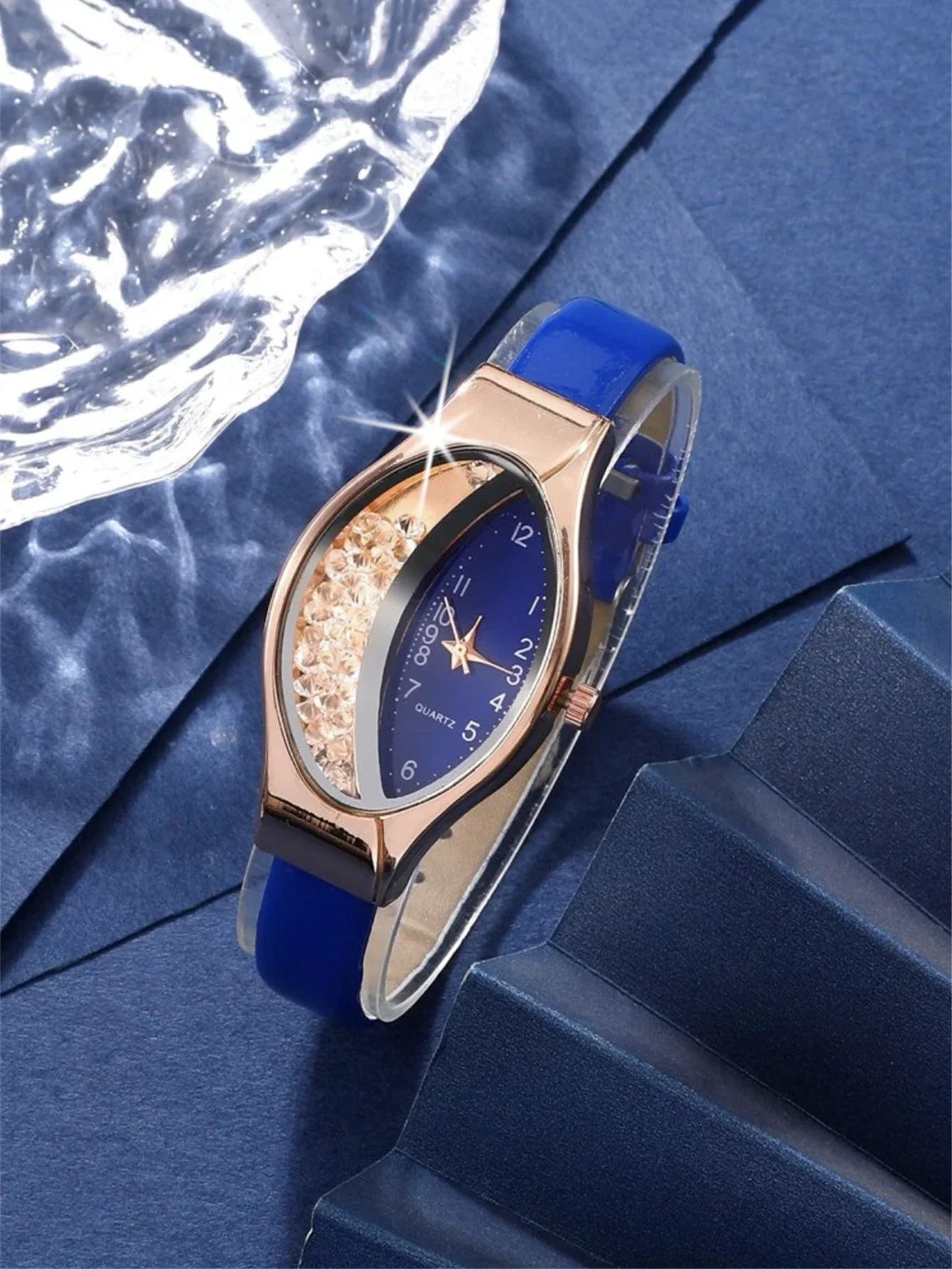 5 pièces ensemble mode femmes Version coréenne polyvalent elliptique Quicksand numérique femmes montre à Quartz montre femmes collier boucles d'oreilles