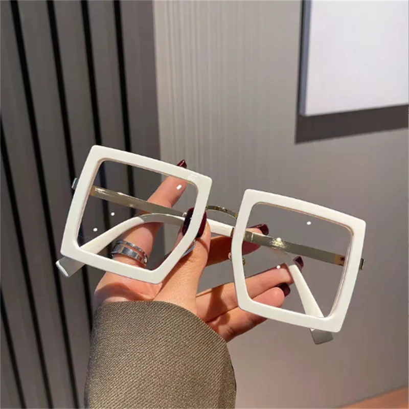 grand cadre femmes Anti-lumière bleue lunettes cadre épais nuances transparentes surdimensionné ordinateur oculaire 2025 nouveau dans
