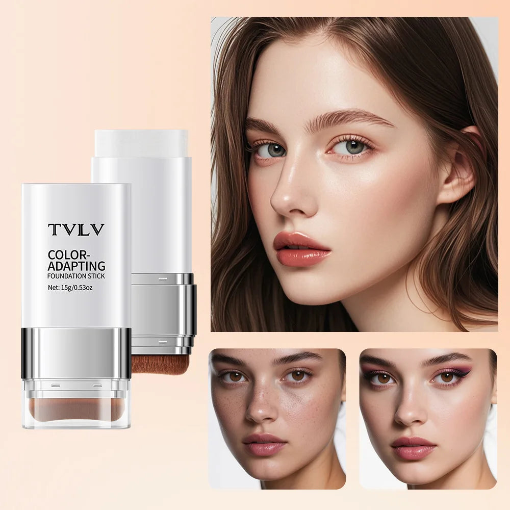 TVLV 2 en 1 éclaircir    Bâton de fond de teint à changement de couleur, liquide hydratant, dissimule Blanc, crème de couverture, Base de maquillage