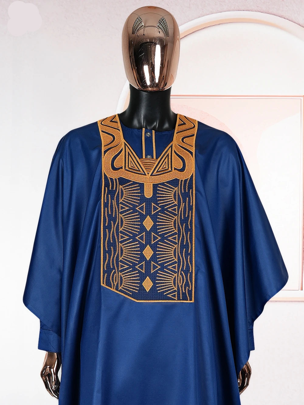 tenue traditionnelle Agbada africaine pour hommes, ensemble brodée Agbada bleue, grande taille, pour mariage, cérémonie, 3 pièces