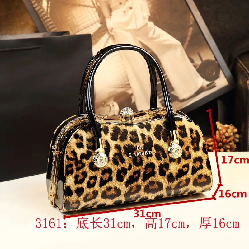 Sac à main léopard en cuir véritable pour femme, cuir de vachette, sac fourre-tout portable pour femme, sac de soirée, sacs alertes onaux initiés pour femme, mode