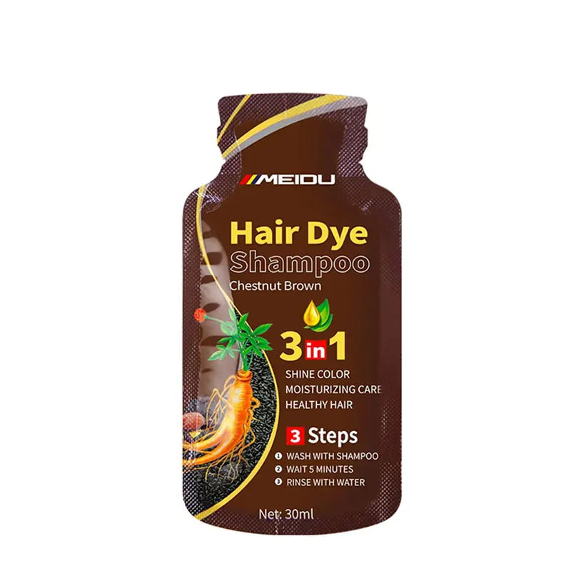 Shampoing 3 en 1 pour teinture capillaire, 30ml, assombrissant instantané, gris à noir, Polygonum Multiflorum, couverture de couleur naturelle pour femmes