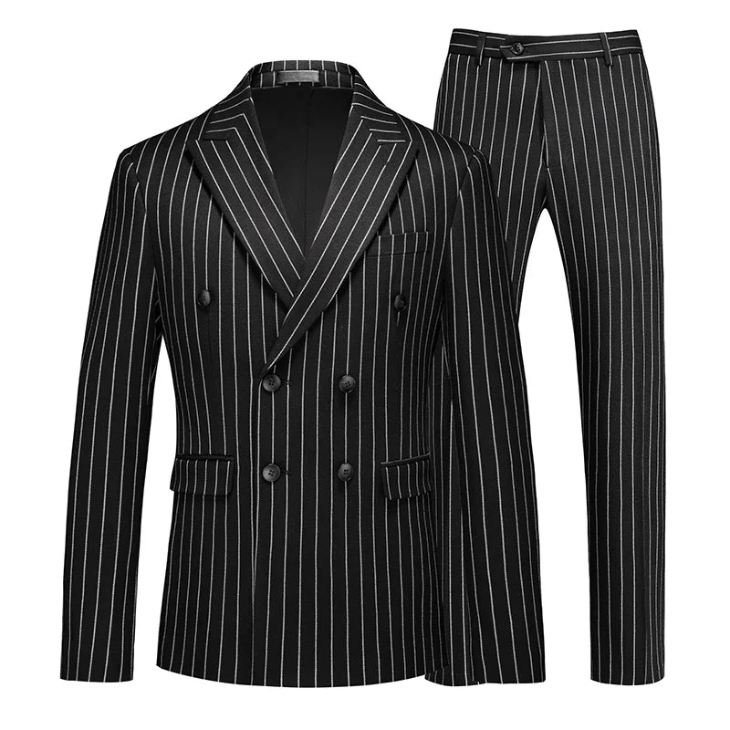 Ensemble pour hommes formel Double boutonnage rayé costumes Homme affaires Social ,de mariage
