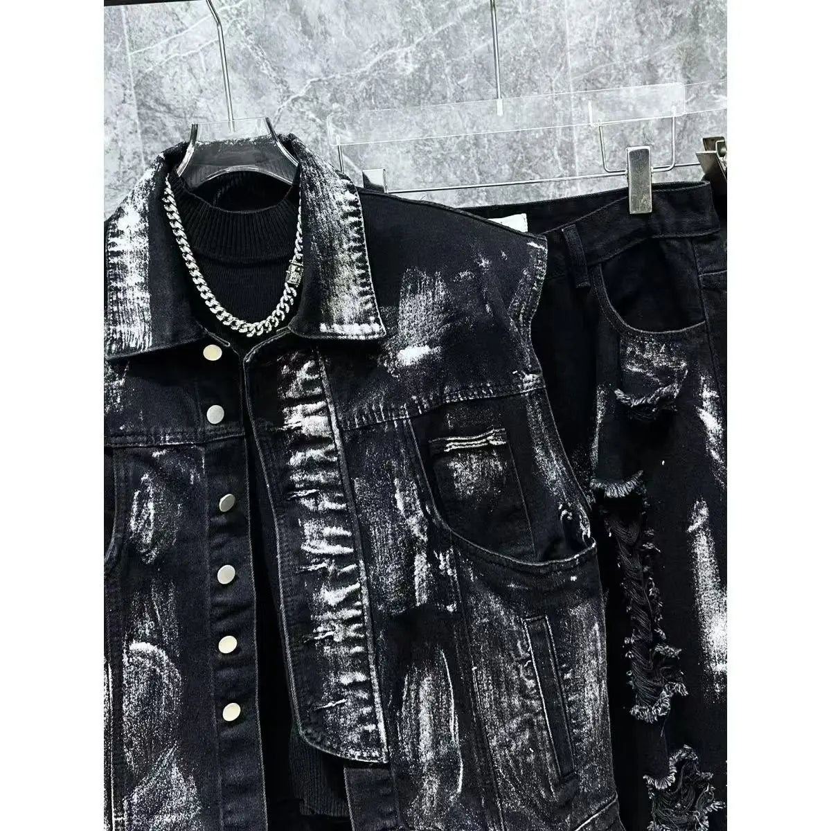 Ensemble deux pièces tendance pour hommes, gilet ample et décontracté, pantalon, costume 2 pièces, rétro américain