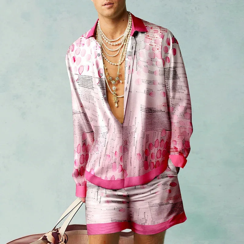 Ensemble de chemises à motif botanique pour hommes, impression 3D, mode décontractée, objectifs de plage, streetwear d'été, vêtements hawaïens