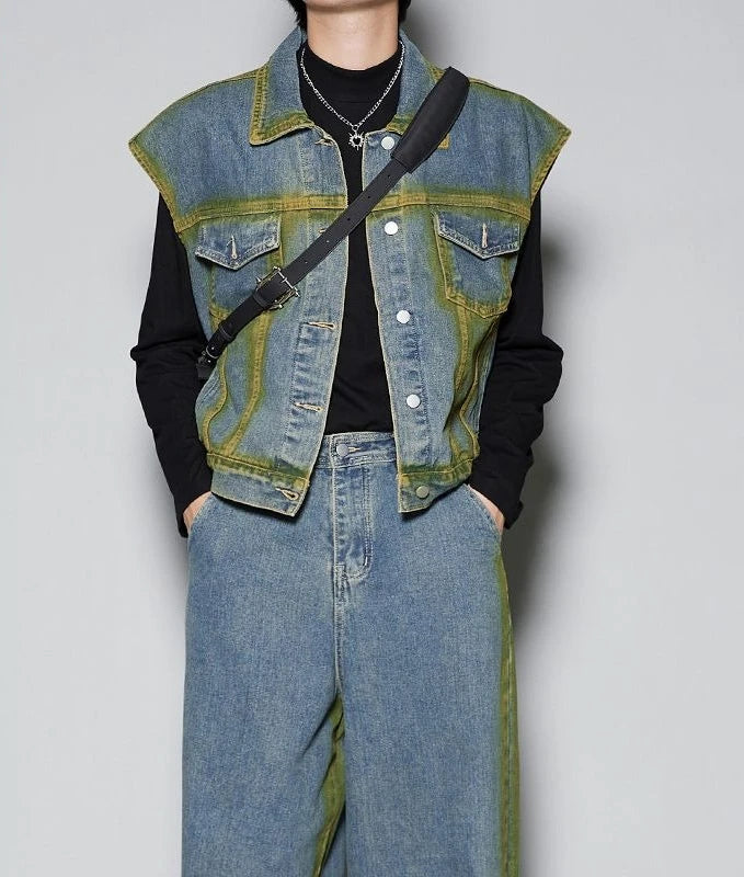Ensemble Veste en jean T-shirts pantalons costumes pour hommes de luxe vêtements d'été à manches courte Chic