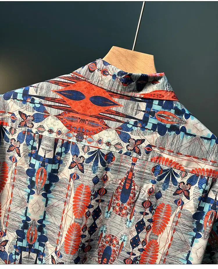 Chemise d'été fine à manches mi-longues pour hommes, imprimé Vintage, à la mode, à la mode