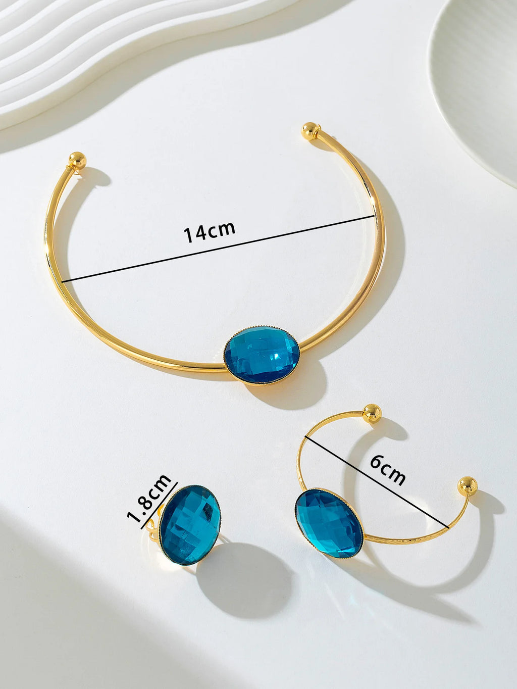 Ensemble bracelet, bague et collier en pierre bleue, accessoires de bijoux simples à la mode, cadeau de fête, nouveau Style 2025