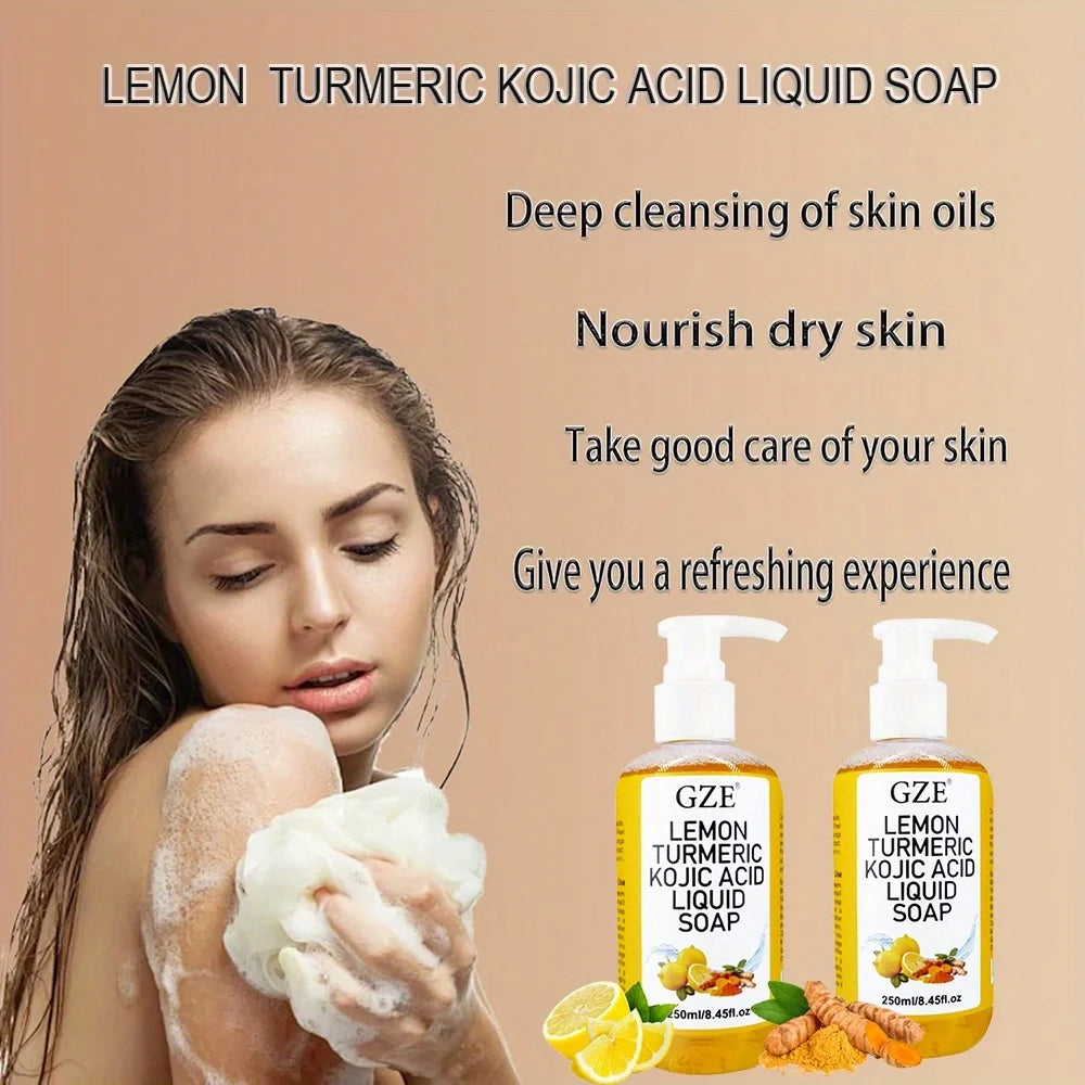 Greflective Glow Lemon Curmeric Kojic Acid Liquid Regina-Nettoyant pour la peau doux, éclaircissant et nourrissant, Curmeric