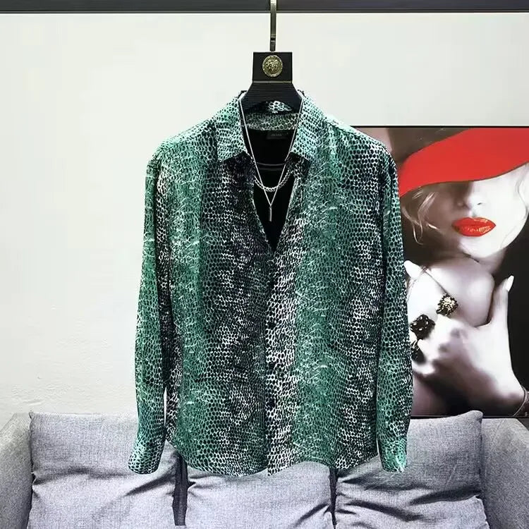 Chemisier imprimé à manches longues pour hommes, style coréen,mode décontractée, nouveau 2026