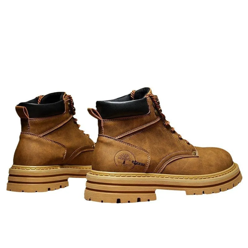 Bottes homme printemps confortable plate-forme en cuir chaussures tendance antidérapant bottes décontractées