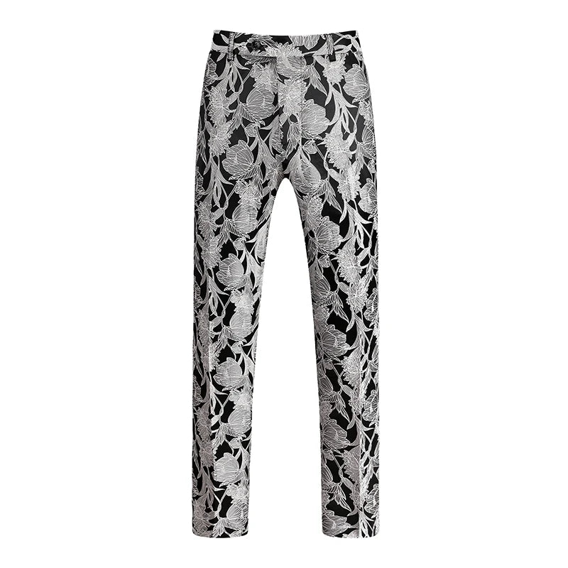 Pantalon de Luxe en Jacquard Trempé pour Homme, Tendance, Blanc, Noir, Rose, Marié, Mariage, Bal, Robe de Soirée